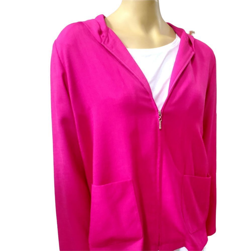 Patchington Lightweight Full Zip Hoodie, Vintage, Hot Pink, size Petite Small
